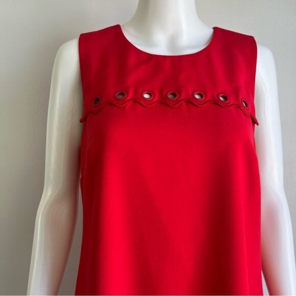 J.Crew Grommet Scalloped Sleeveless Shift Dress in Red - 8 - Picture 4 of 9